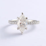 2.0 CT Marquise Moissanite Hidden Halo Engagement Ring With Pave Setting - farrellouise