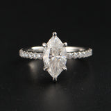 2.0 CT Marquise Moissanite Hidden Halo Engagement Ring With Pave Setting - farrellouise