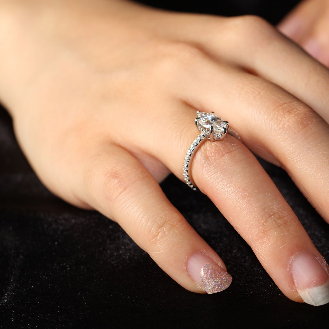 Hidden Halo Engagement Ring Featuring 2.0 CT Marquise Moissanite 5