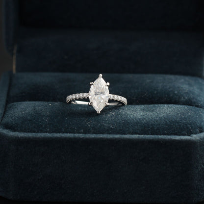 Hidden Halo Engagement Ring Featuring 2.0 CT Marquise Moissanite 4