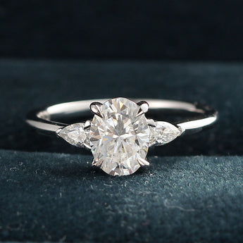 Three Stone Engagement Ring Featuring 2.78 CT Oval Moissanite 1