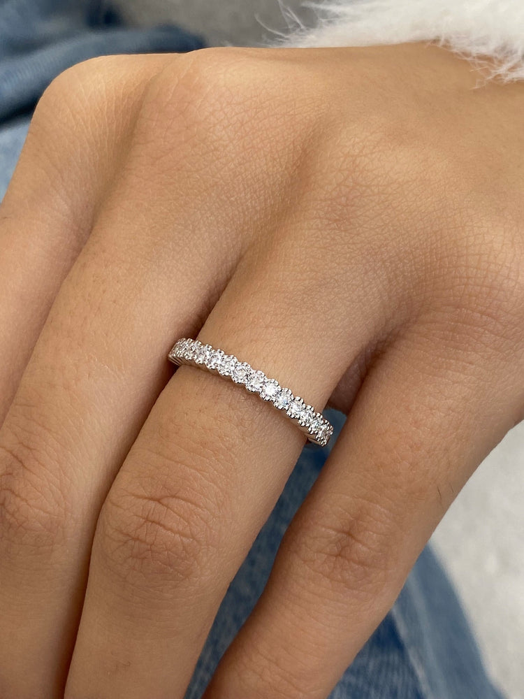 0.31 TCW Round Moissanite Half Eternity Wedding Band - farrellouise