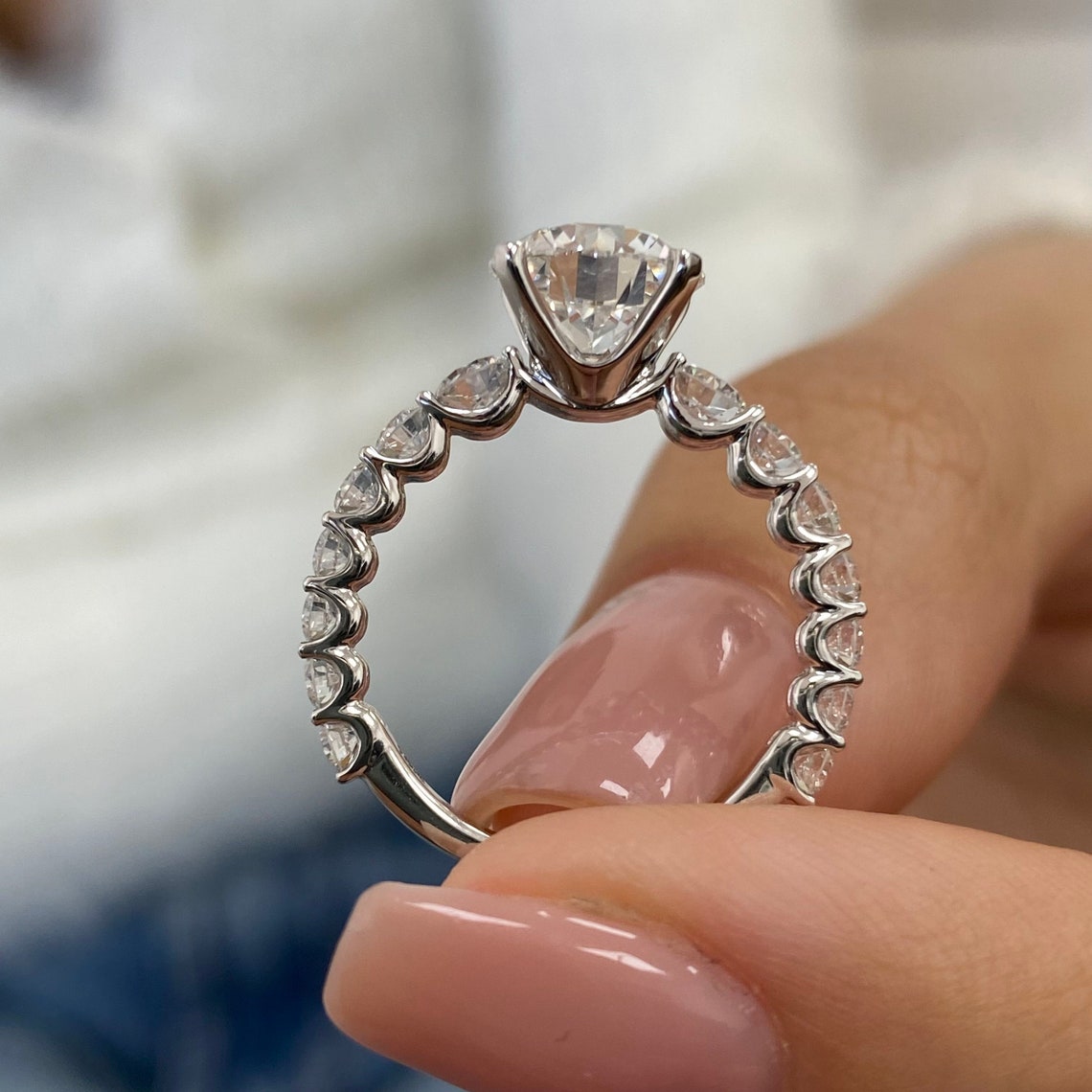 
                  
                    2.0 CT Round Moissanite Pave Setting Engagement Ring - farrellouise
                  
                