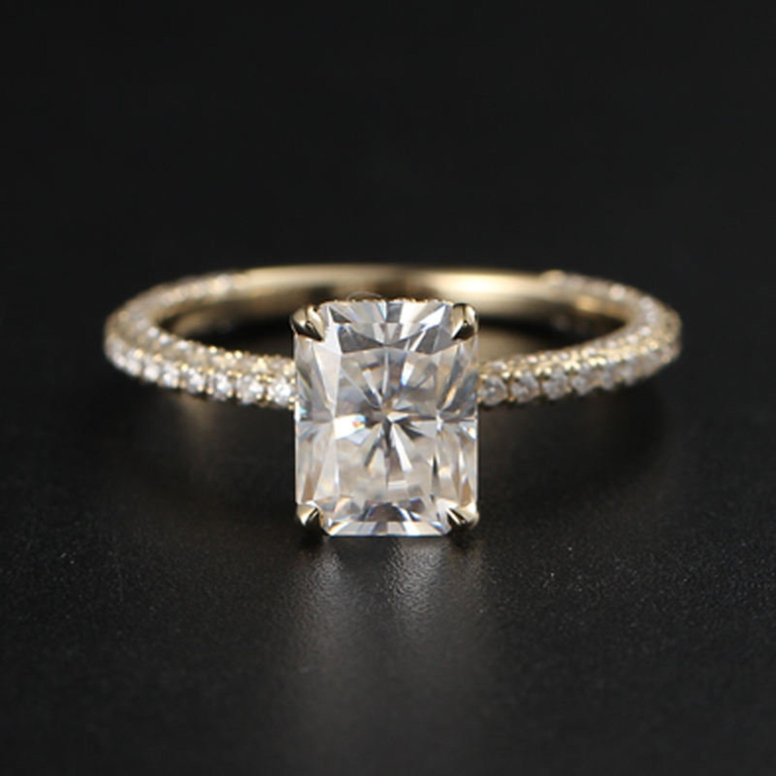Hidden Halo Engagement Ring Featuring 3.65 CT Radiant Moissanite 2