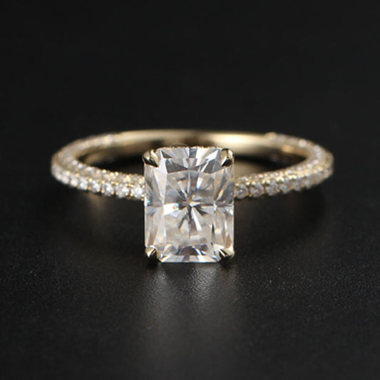 Hidden Halo Engagement Ring Featuring 3.65 CT Radiant Moissanite 2