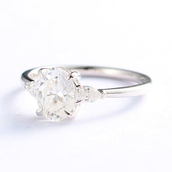 Three Stone Engagement Ring Featuring 2.78 CT Oval Moissanite 4