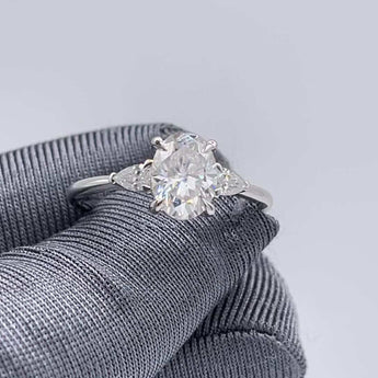 2.78 CT Oval Moissanite Three Stone Engagement Ring - farrellouise