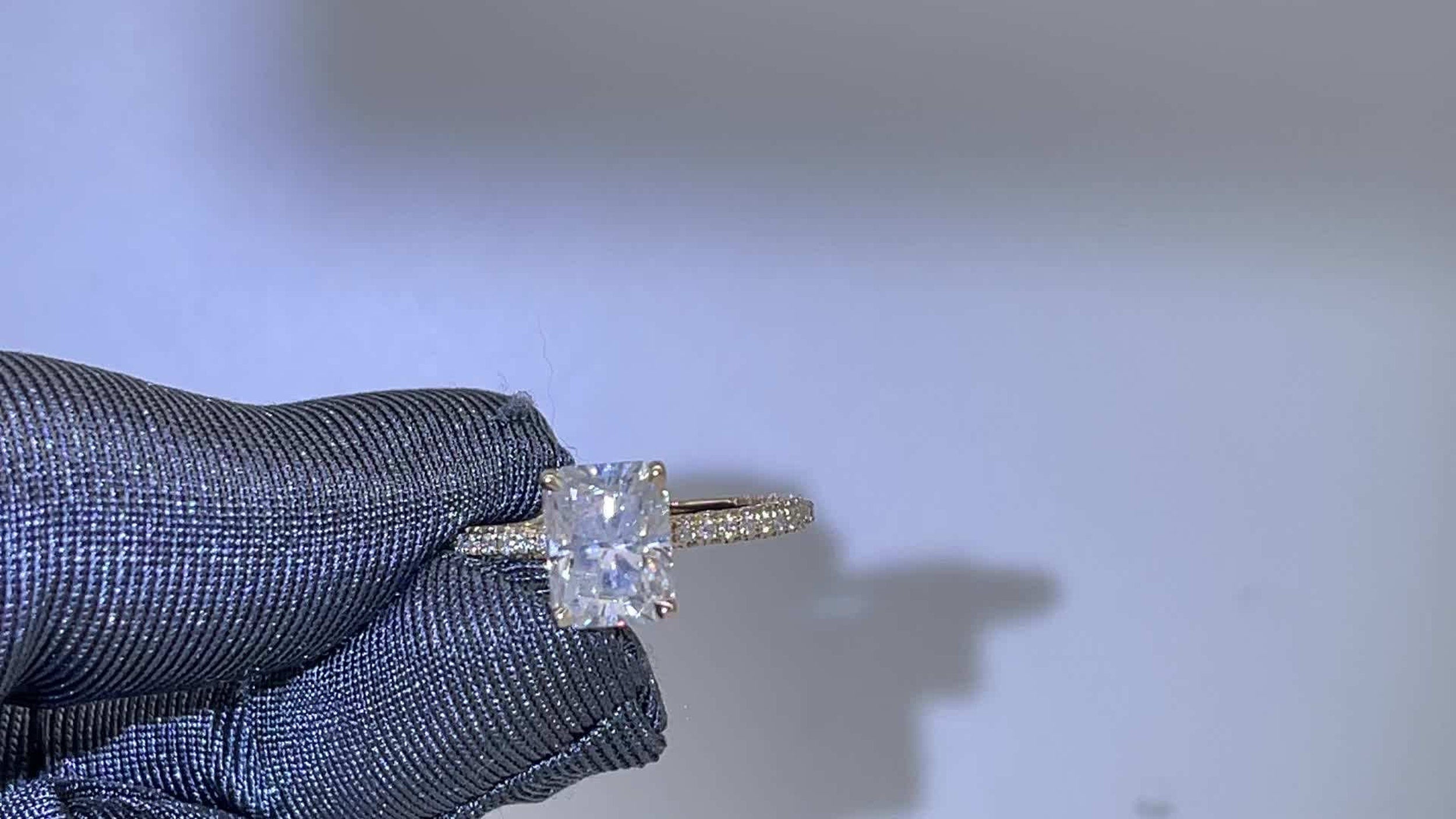 Hidden Halo Engagement Ring Featuring 3.65 CT Radiant Moissanite 7
