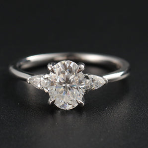 2.78 CT Oval Moissanite Three Stone Engagement Ring - farrellouise