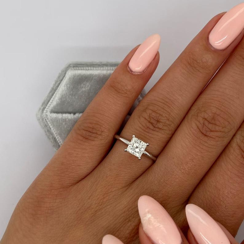 1.0 CT Princess Solitaire CVD E/VS2 Diamond Engagement Ring 5