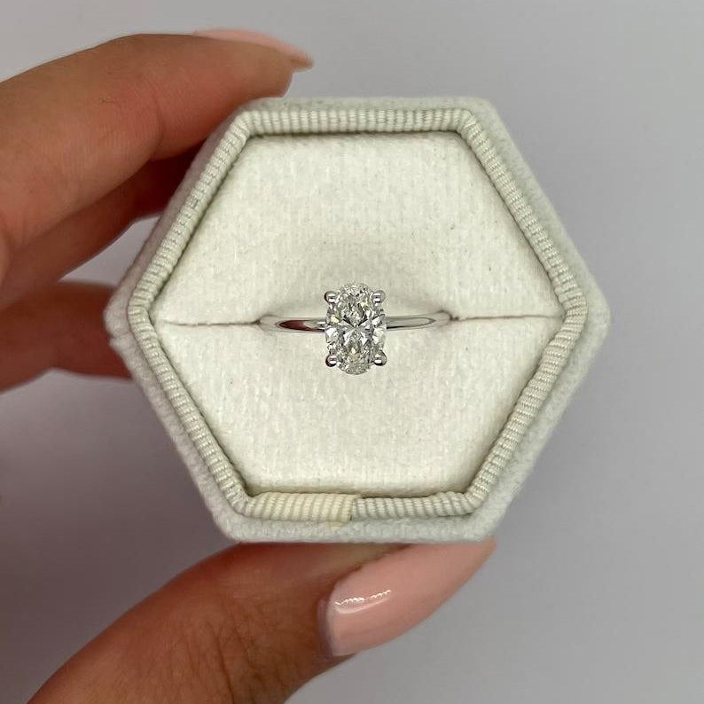1.0 CT Oval Solitaire CVD E/VS2 Diamond Engagement Ring 1