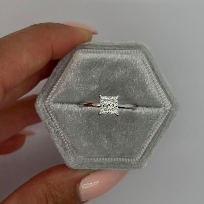 1.0 CT Princess Solitaire CVD E/VS2 Diamond Engagement Ring 8