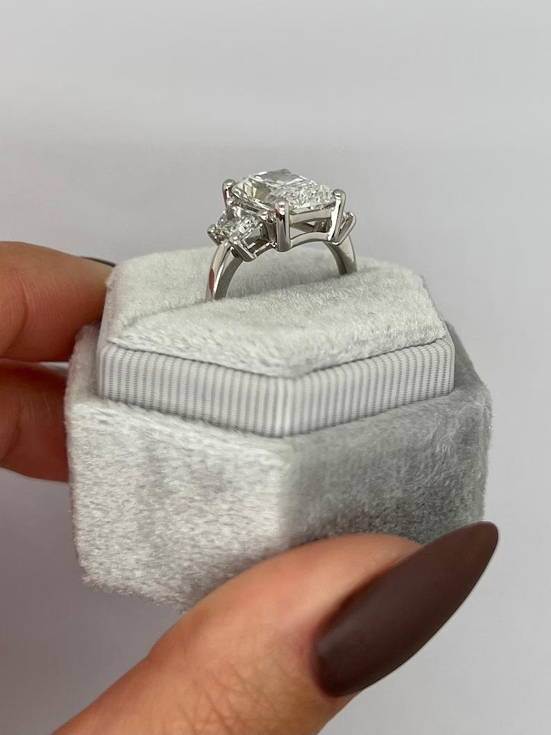 4.0 CT Radiant Three Stone Lab Grown Diamond Engagement Ring