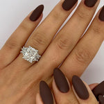 4.0 CT Radiant Three Stone Lab Grown Diamond Engagement Ring