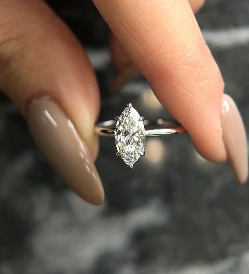 Marquise Solitaire Lab Grown Diamond Engagement Ring