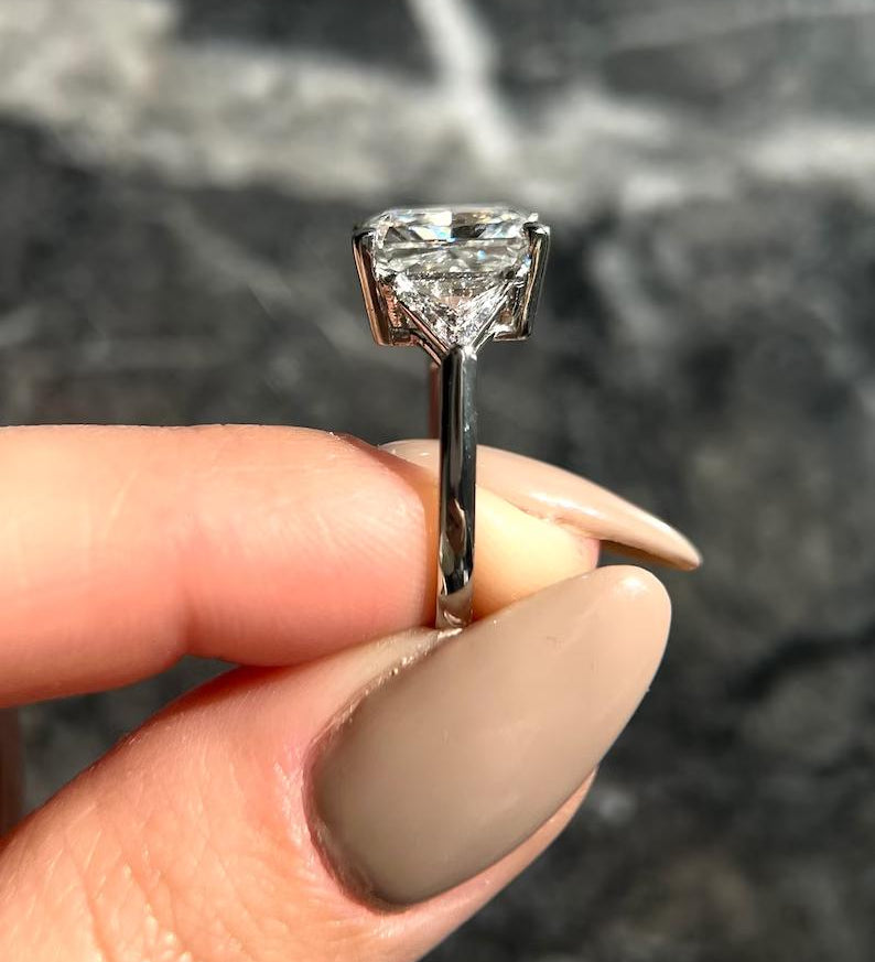 4.0 CT Radiant Three Stone Lab Grown Diamond Engagement Ring