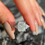 4.0 CT Radiant Three Stone Lab Grown Diamond Engagement Ring