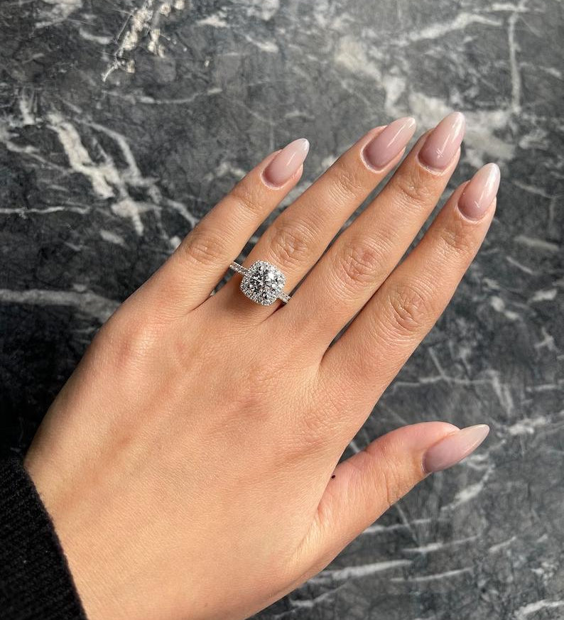 Round Halo & Pave Lab Grown Diamond Engagement Ring