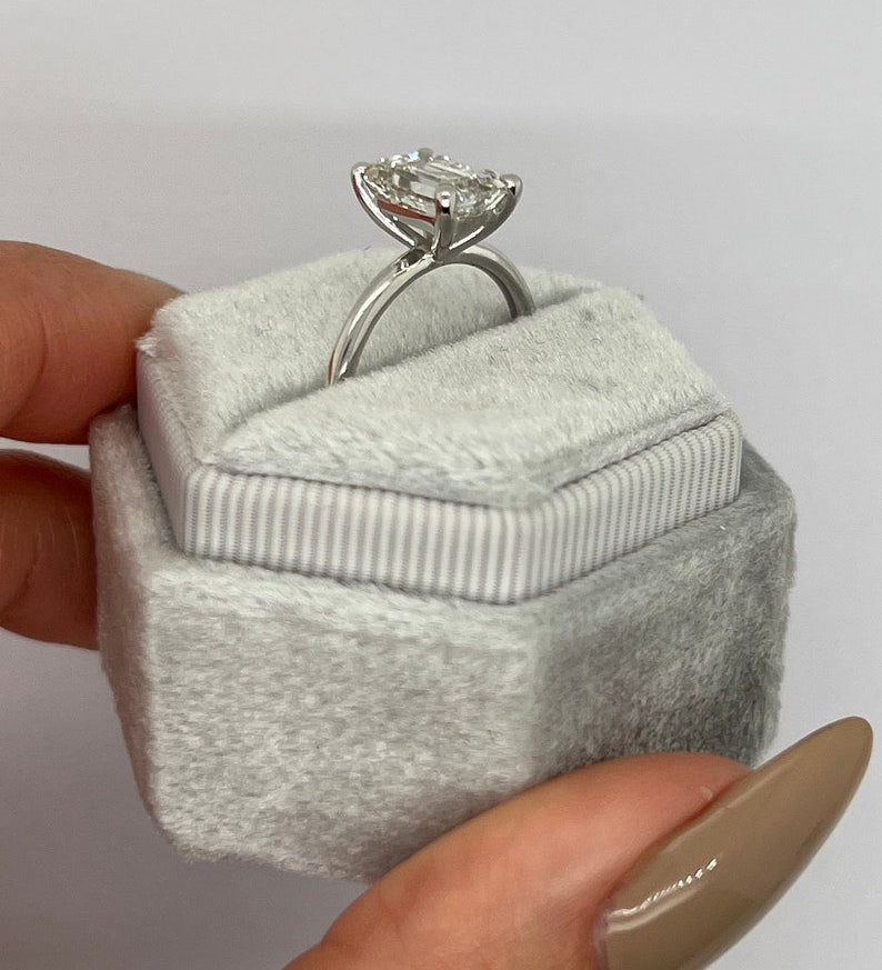 Emerald Solitaire Lab Grown Diamond Engagement Ring