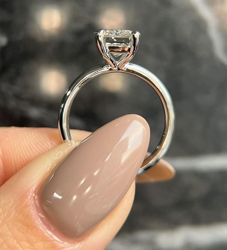 Emerald Solitaire Lab Grown Diamond Engagement Ring