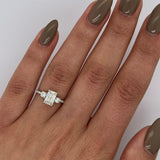 1.0 CT Emerald Three Stone CVD C/VS2 Diamond Engagement Ring 1