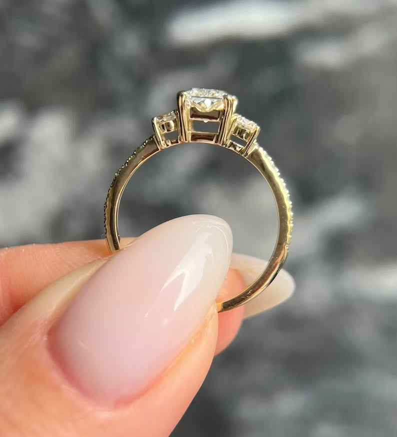 1.0 CT Radiant Three Stone Lab Grown Diamond Engagement Ring