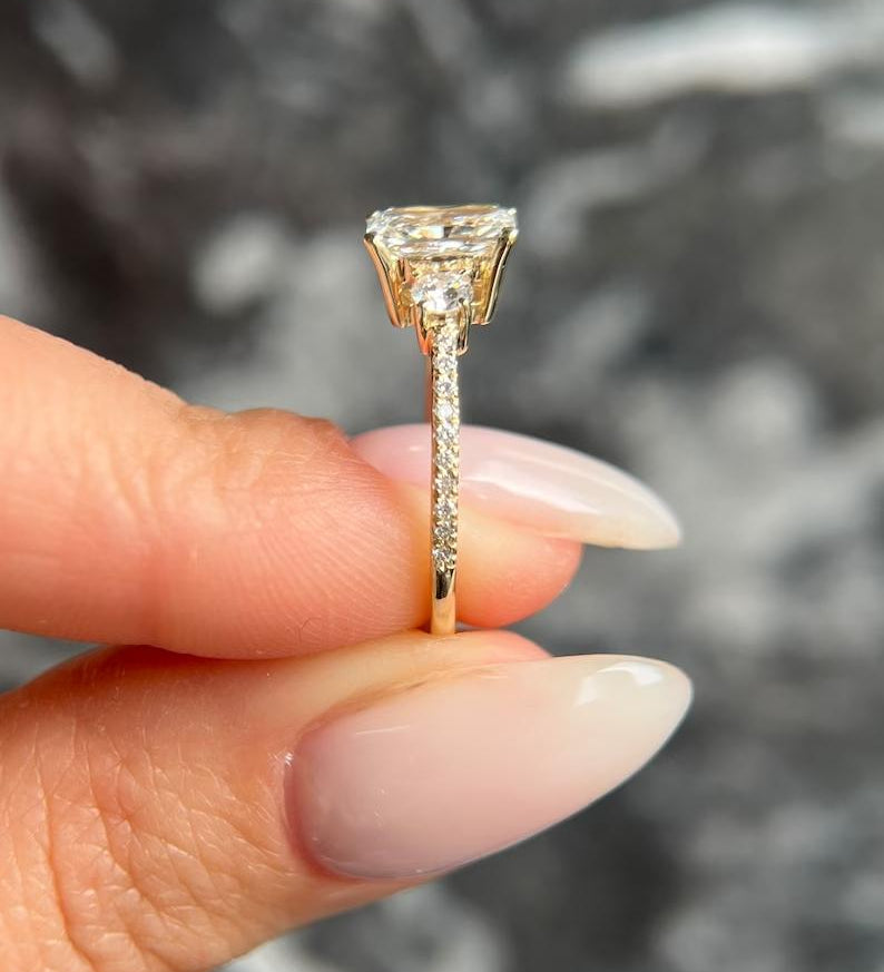 1.0 CT Radiant Three Stone Lab Grown Diamond Engagement Ring