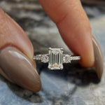 1.0 CT Emerald Three Stone CVD C/VS2 Diamond Engagement Ring 6