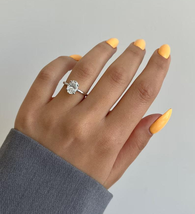 Oval Hidden Halo Lab Grown Diamond Engagement Ring