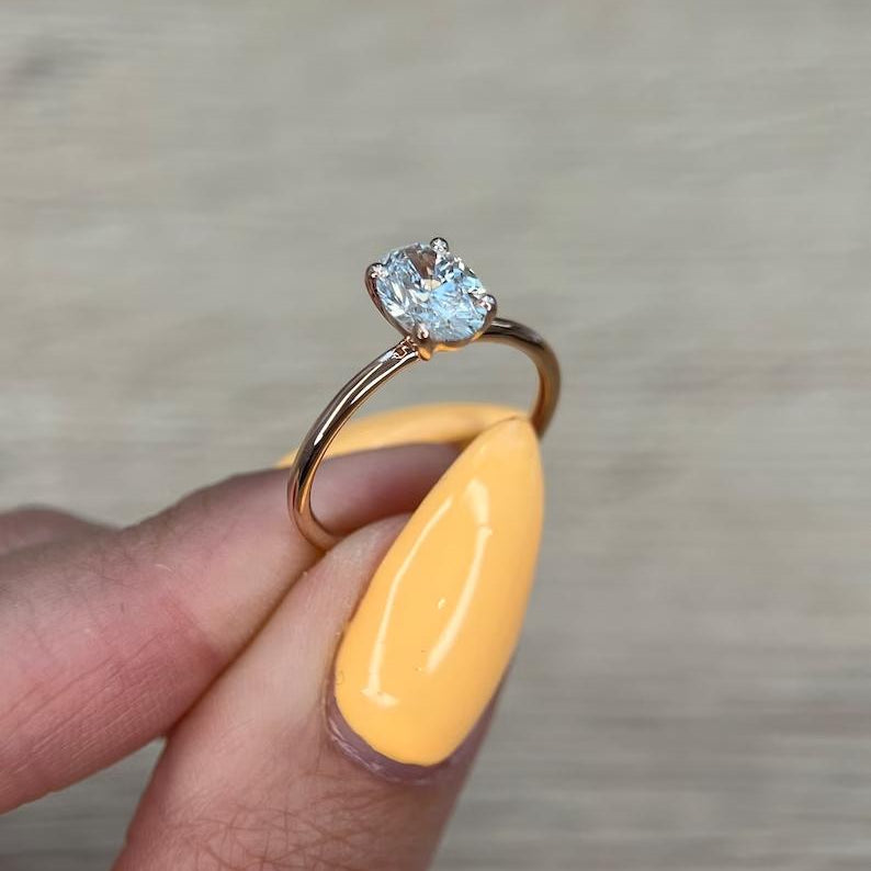 1.0 CT Oval Solitaire CVD E/VS2 Diamond Engagement Ring 5