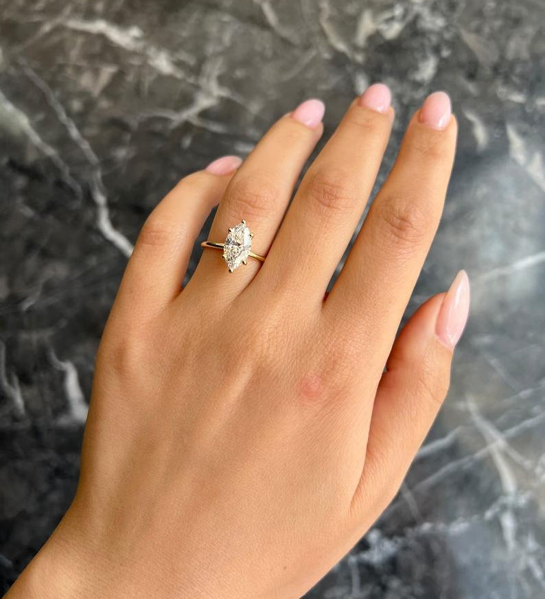 Marquise Solitaire Lab Grown Diamond Engagement Ring