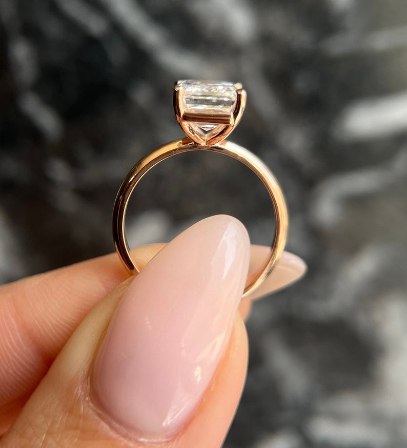 Emerald Solitaire Lab Grown Diamond Engagement Ring