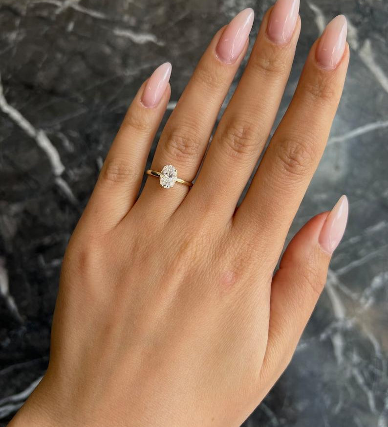 Oval Hidden Halo Lab Grown Diamond Engagement Ring