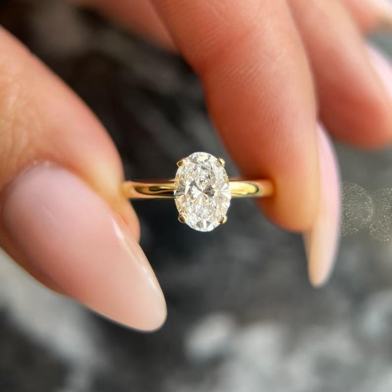 1.0 CT Oval Hidden Halo CVD E/VS2 Diamond Engagement Ring 1