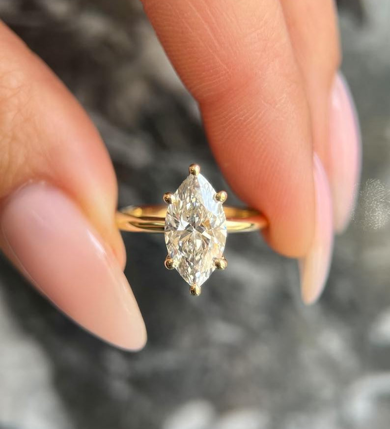 Marquise Solitaire Lab Grown Diamond Engagement Ring