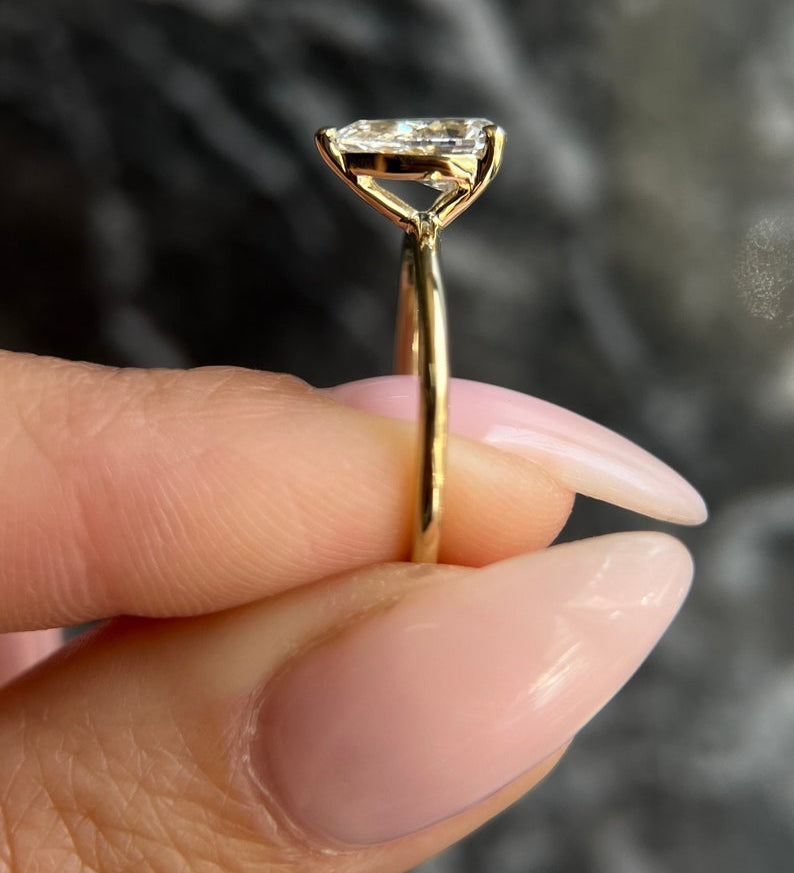 Pear Solitaire Lab Grown Diamond Engagement Ring