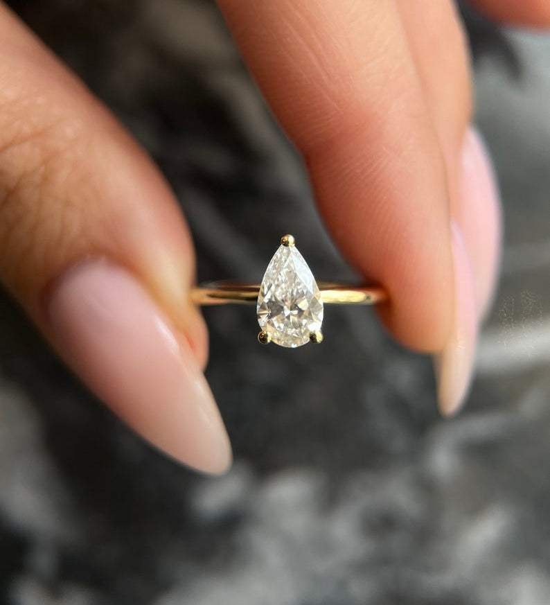 Pear Solitaire Lab Grown Diamond Engagement Ring