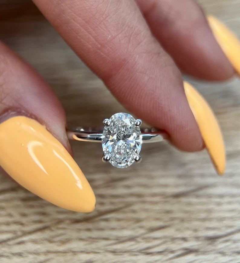Oval Hidden Halo Lab Grown Diamond Engagement Ring