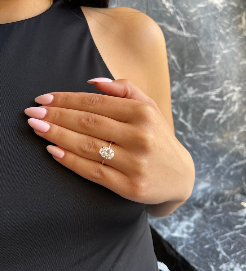 Oval Hidden Halo Lab Grown Diamond Engagement Ring