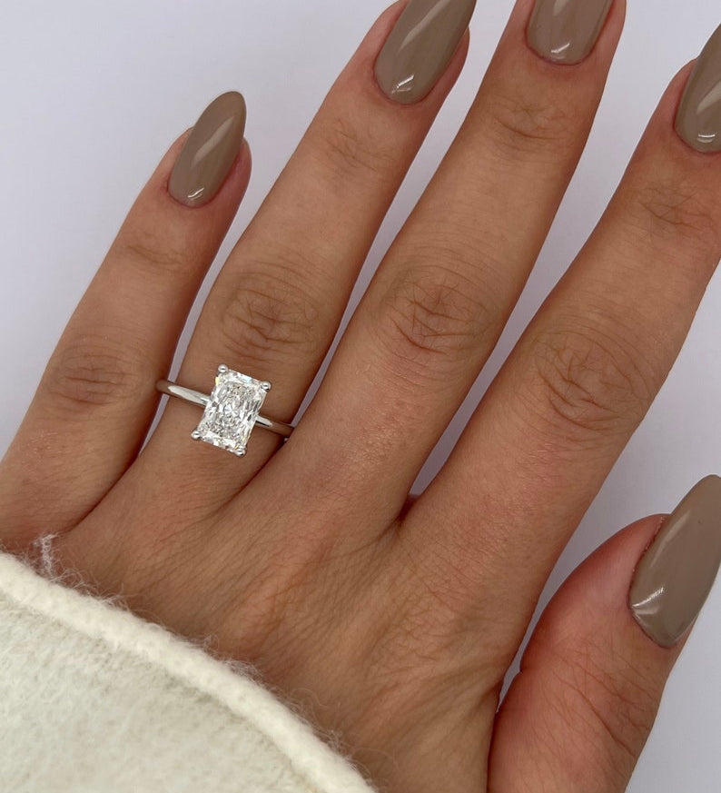 Radiant Solitaire Lab Grown Diamond Engagement Ring