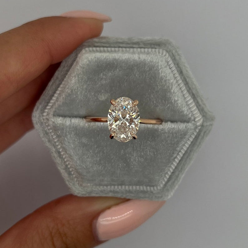 2.50 CT Oval Hidden Halo CVD F/VS1 Diamond Engagement Ring 3