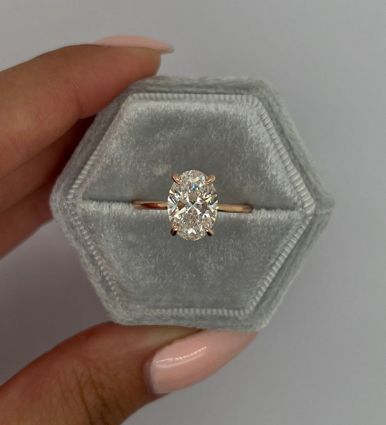 Oval Hidden Halo Lab Grown Diamond Engagement Ring