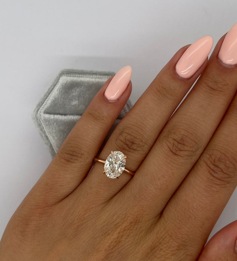 Oval Hidden Halo Lab Grown Diamond Engagement Ring