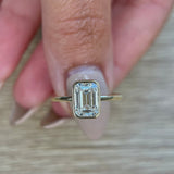 2.0 CT Emerald Bezel CVD G/VS2 Diamond Engagement Ring 2