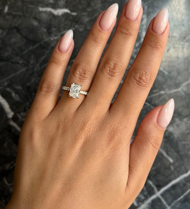 Radiant Pave Lab Grown Diamond Engagement Ring
