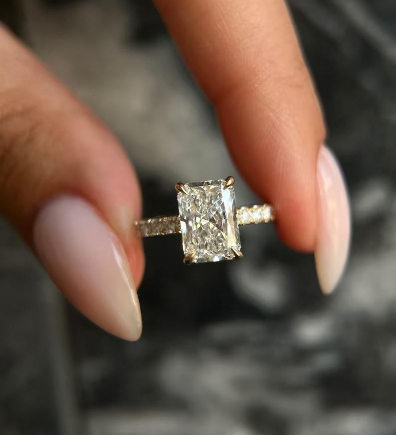 Radiant Pave Lab Grown Diamond Engagement Ring