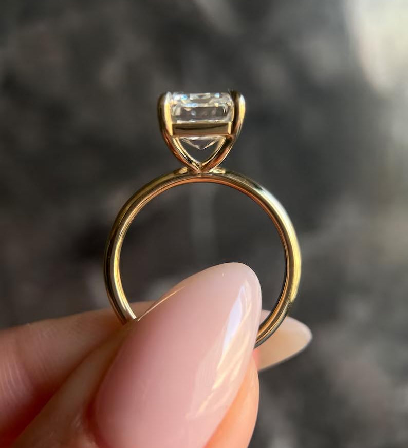 Emerald Solitaire Lab Grown Diamond Engagement Ring