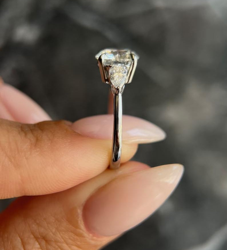 2.0 CT Round Three Stones Lab Grown Diamond Engagement Ring