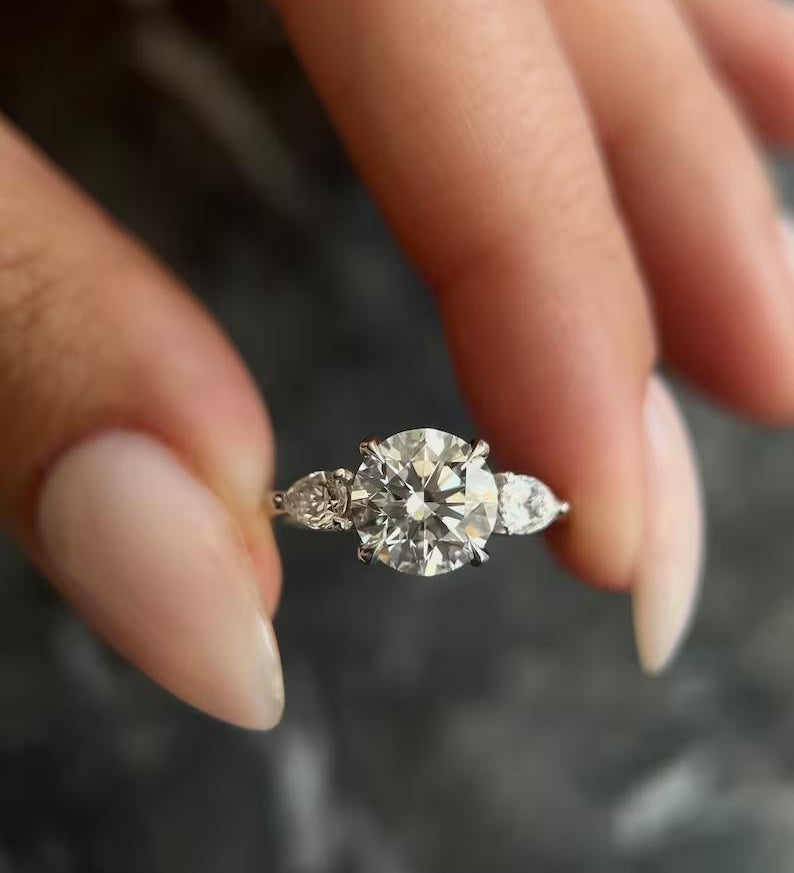 2.0 CT Round Three Stones Lab Grown Diamond Engagement Ring