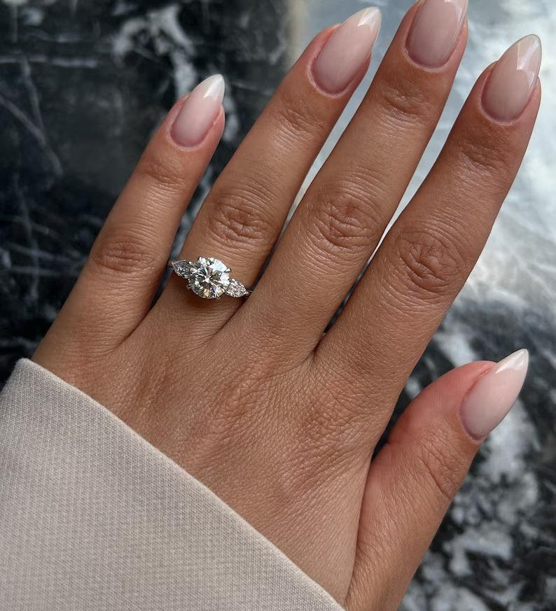 2.0 CT Round Three Stones Lab Grown Diamond Engagement Ring